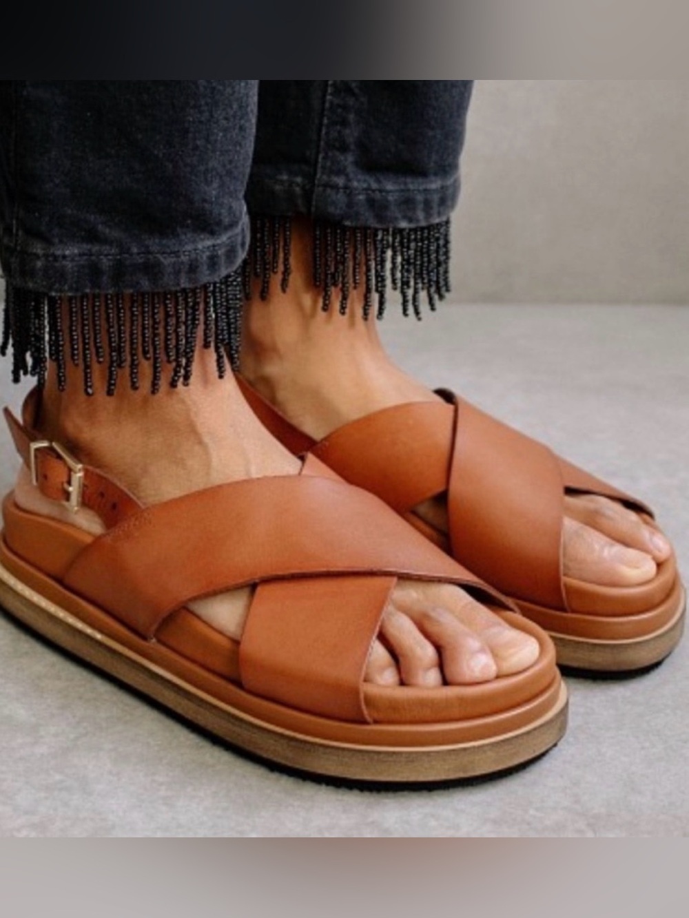 Alohas Marshmallow Leather Sandals Brown 38